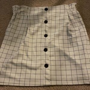 black and white plaid mini skirt